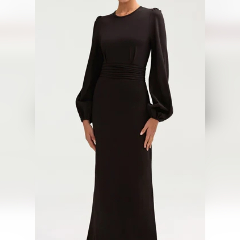 Elisa Jersey Rouched Waist Maxi Dress - Black